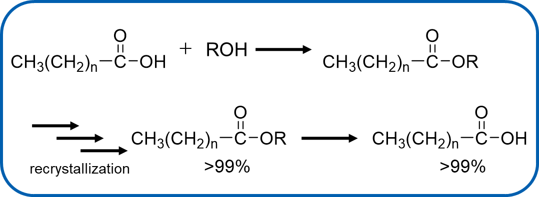 高純度直鎖脂肪酸の合成