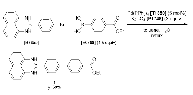 Suzuki-Miyaura Coupling of Diaminonaphthalene (dan)-Protected Bromophenylboronic Acid