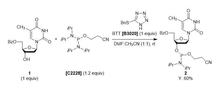 TCI Practical Example: Construction of the Phosphoramidite Using 5-(Benzylthio)-1H-tetrazole (= BTT)