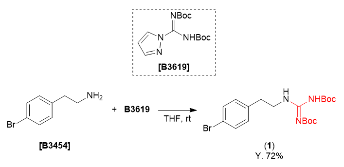 TCI Practical Example: Di-Boc Guanidinylation of Amine Using the Pyrazole Derivative