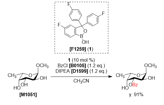  TCI反応実例：ボロール触媒を用いた糖の位置選択的アシル化反応
