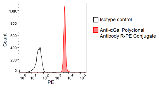 Flow cytometry detection of NeuGc in miniature pig granulocytes using Anti-αGal Polyclonal Antibody R-PE Conjugate