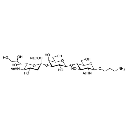 Neu5Ac alpha(2-3)Gal beta(1-4)GlcNAc-beta-propylamine Chemical Structure of Neu5Ac alpha(2-3)Gal beta(1-4)GlcNAc-beta-propylamine